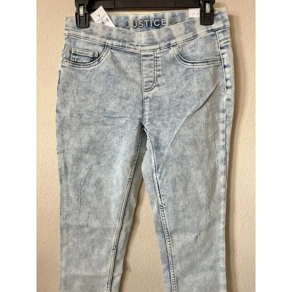 Lot Of 2 Justice Stretchy Girls' Pull On Jean Leggings Jeggings Pants Size 14